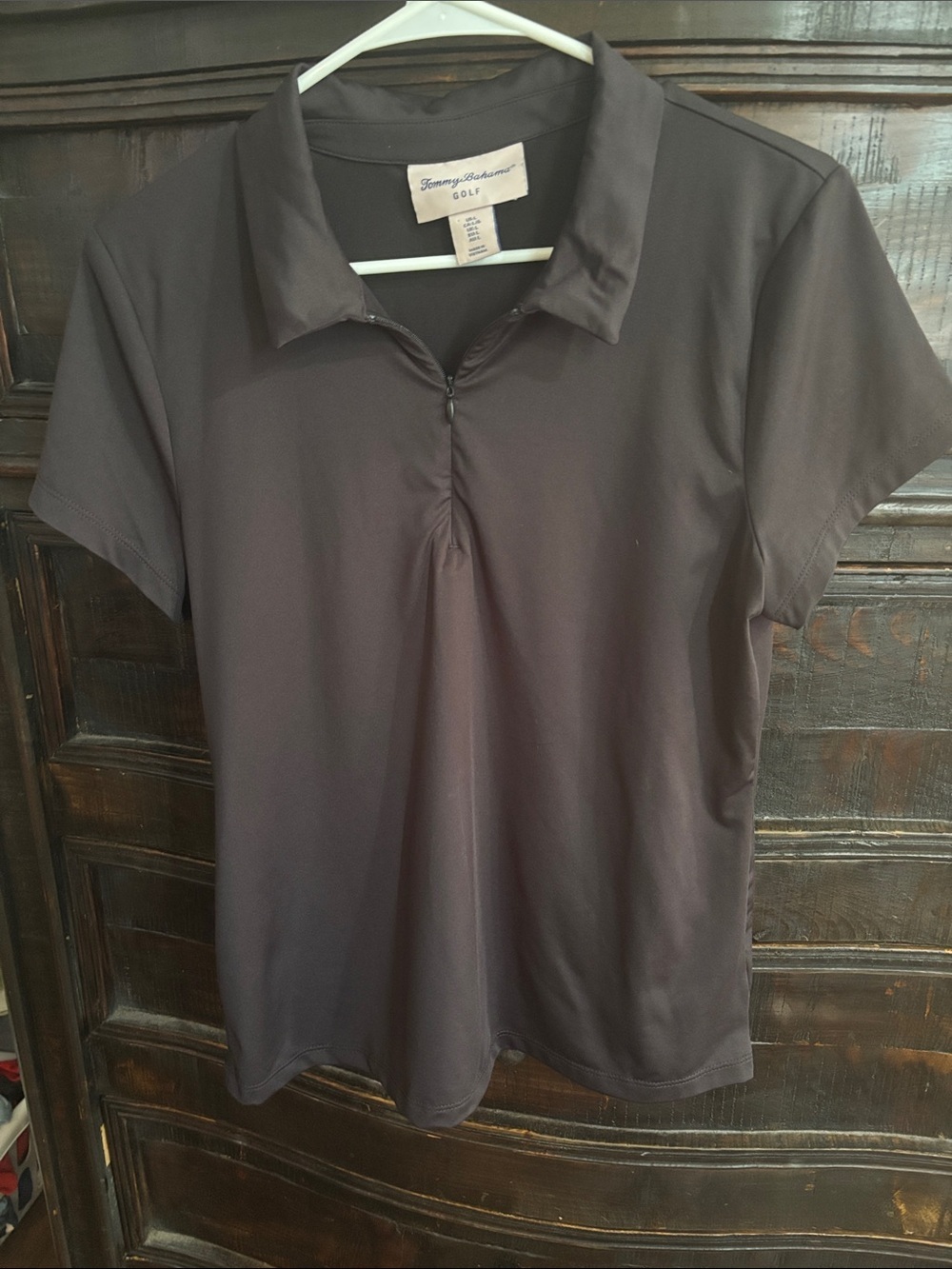 Tommy Bahama Golf Womens Polo Black Short Sleeve Shirt Large 1/4 zip Active L